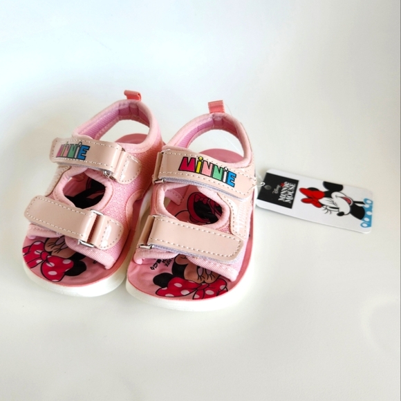 Disney Minnie Mouse Pink Toddler Girl Velcro Sandals 3T, Size EU:25, US:9, BNWT - Picture 1 of 16